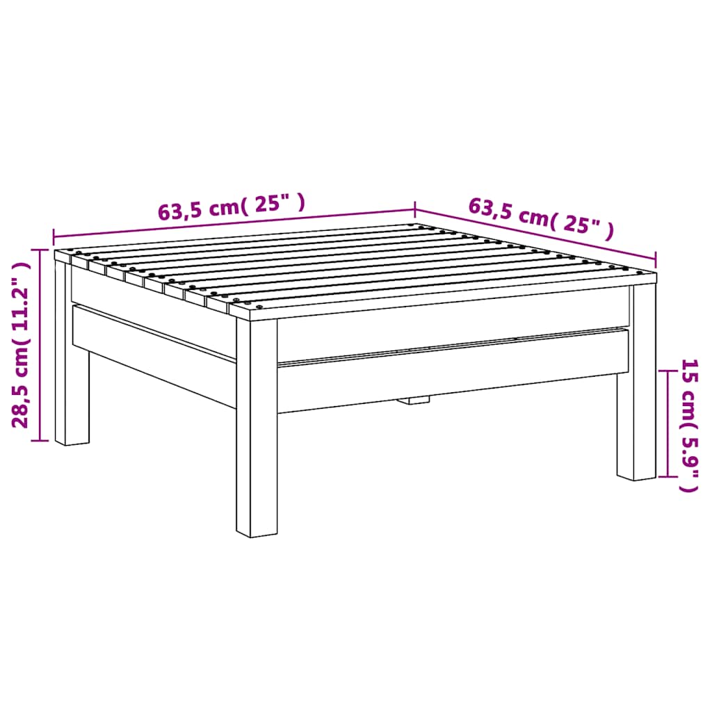 Garden Footstool White Solid Pinewood
