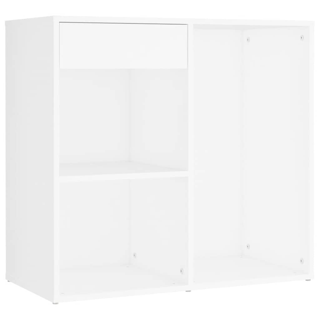 LED Dressing Table with 2 Cabinets White Engineered Wood