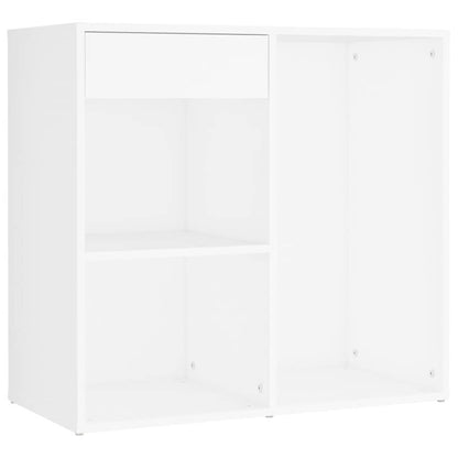 LED Dressing Table with 2 Cabinets White Engineered Wood