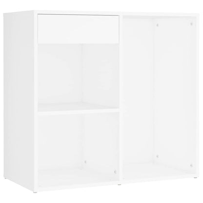 LED Dressing Table with 2 Cabinets White Engineered Wood