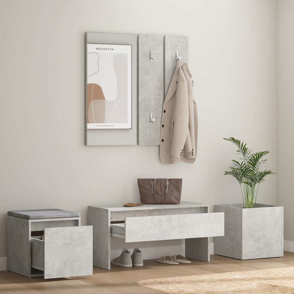 Hallway Furniture Set Concrete Grey Engineered Wood