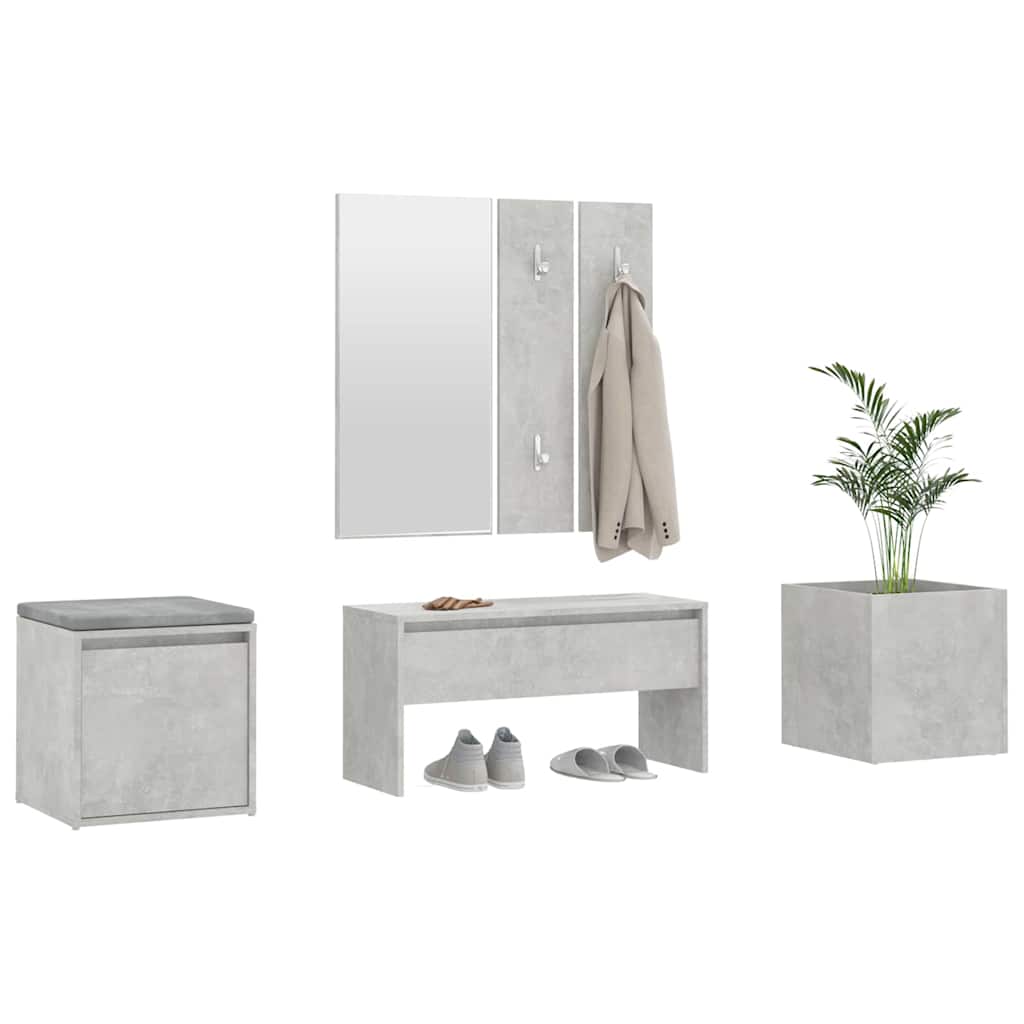 Hallway Furniture Set Concrete Grey Engineered Wood