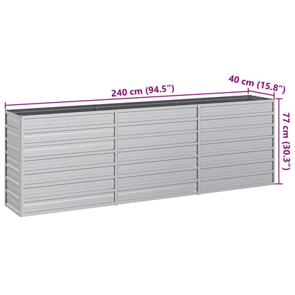 Garden Raised Bed 240x40x77 cm Galvanized Steel Silver