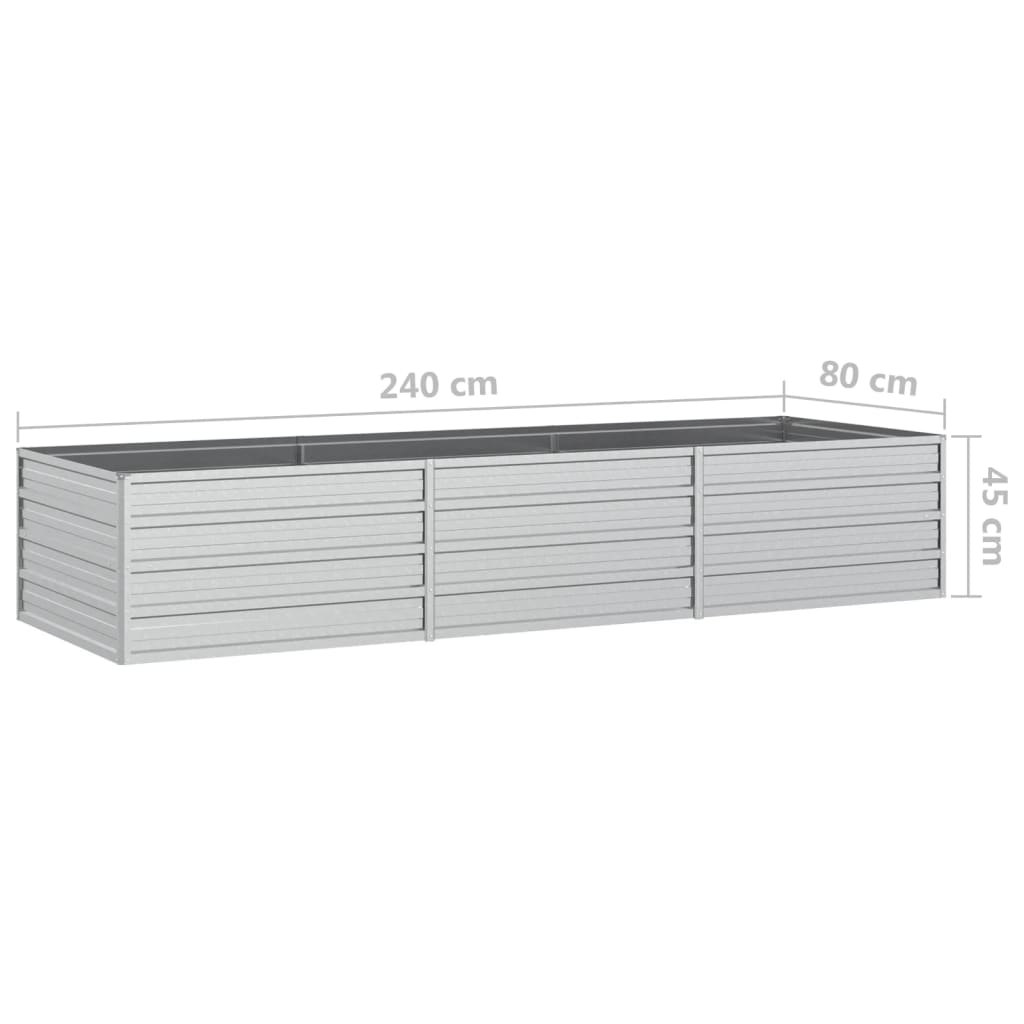 Garden Raised Bed 240x80x45 cm Galvanized Steel Silver