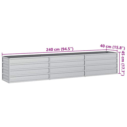 Garden Raised Bed 240x40x45 cm Galvanized Steel Silver