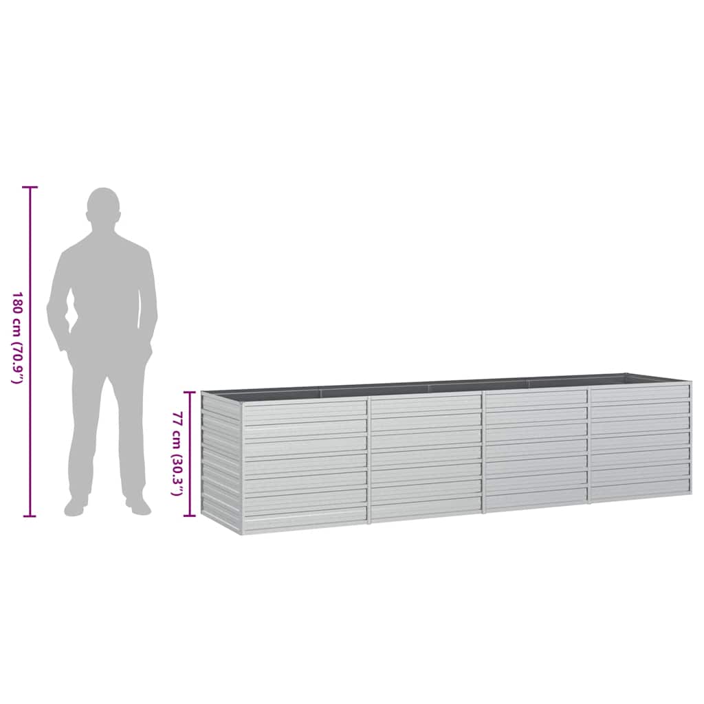 Garden Raised Bed 320x80x77 cm Galvanized Steel Silver