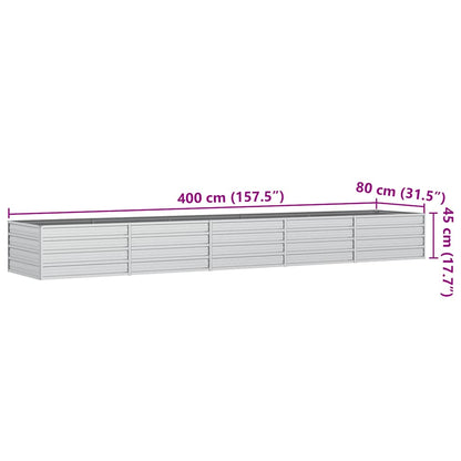 Garden Raised Bed 400x80x45 cm Galvanized Steel Silver