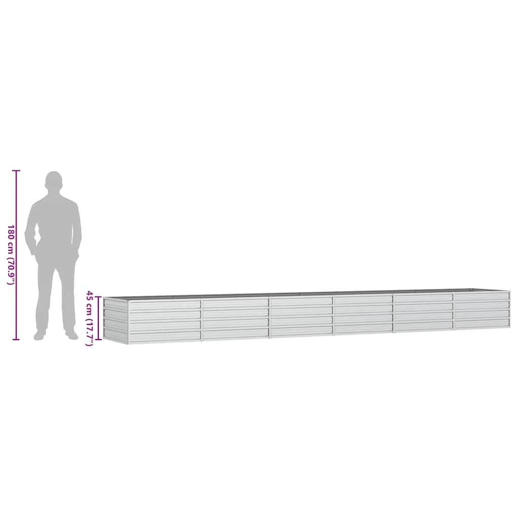 Garden Raised Bed 480x80x45 cm Galvanized Steel Silver