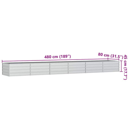 Garden Raised Bed 480x80x77 cm Galvanized Steel Silver