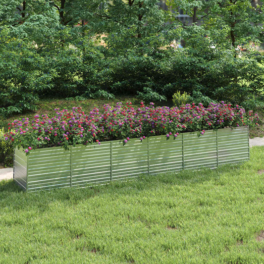 Garden Raised Bed 480x80x77 cm Galvanized Steel Silver