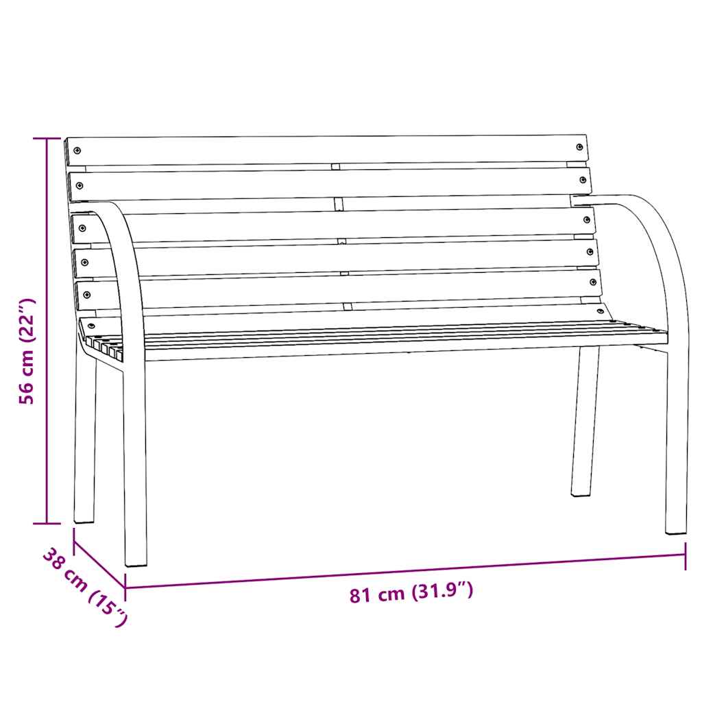 Garden Bench | Natural Wood | Chinese Fir Wood, Steel | Kids Size | Tough