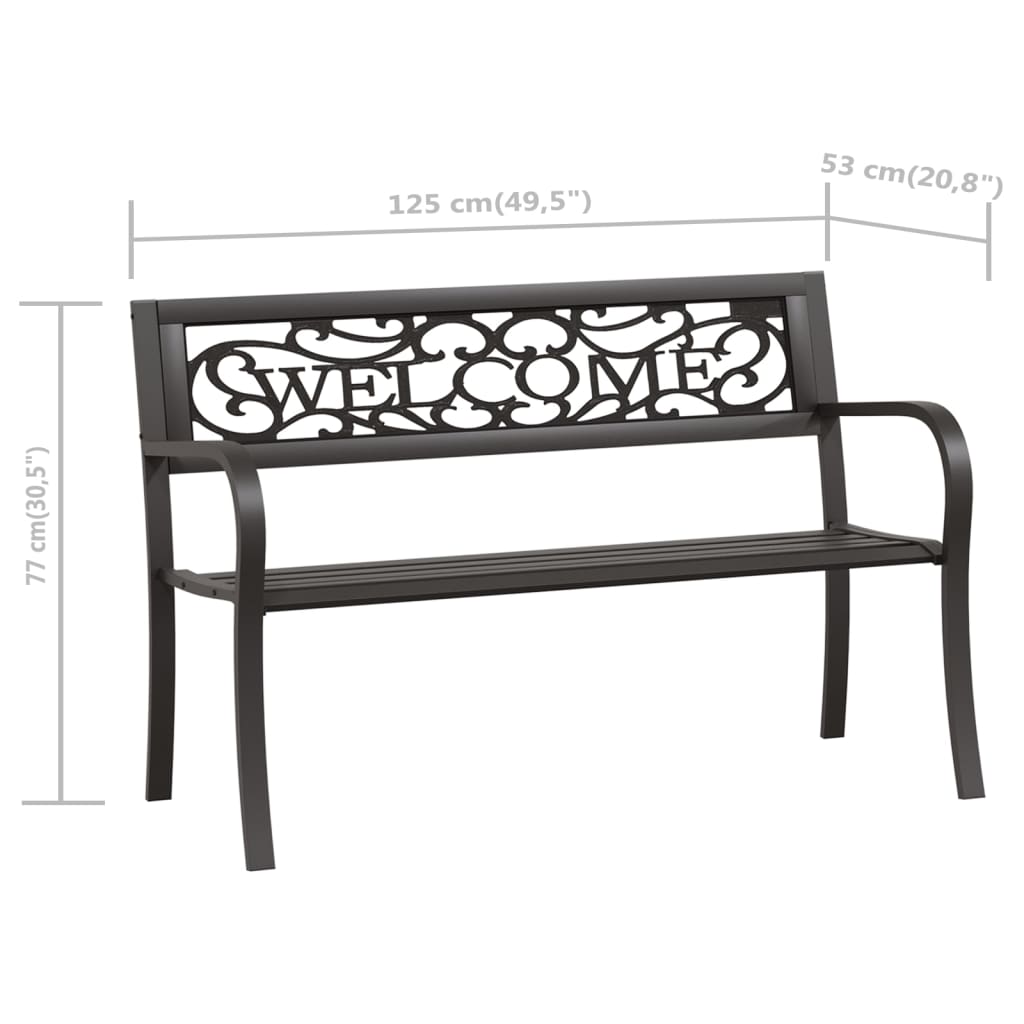 Garden Bench | Black | Powder-coated steel and plastic | Standard
