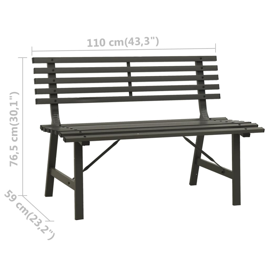 Garden Bench | Black | Powder-coated steel | Large | Durable