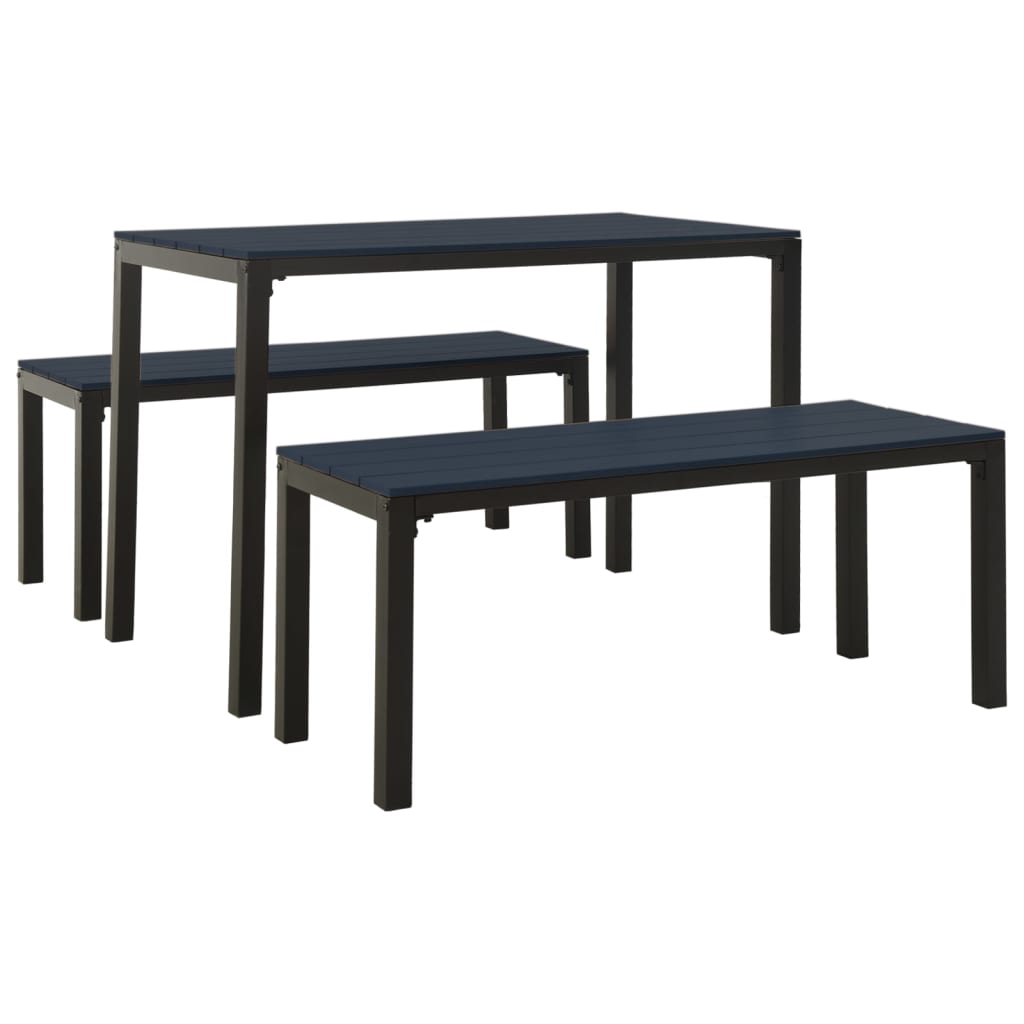 Garden Dining Set | Black | Steel, Wood Plastic Composites | Medium