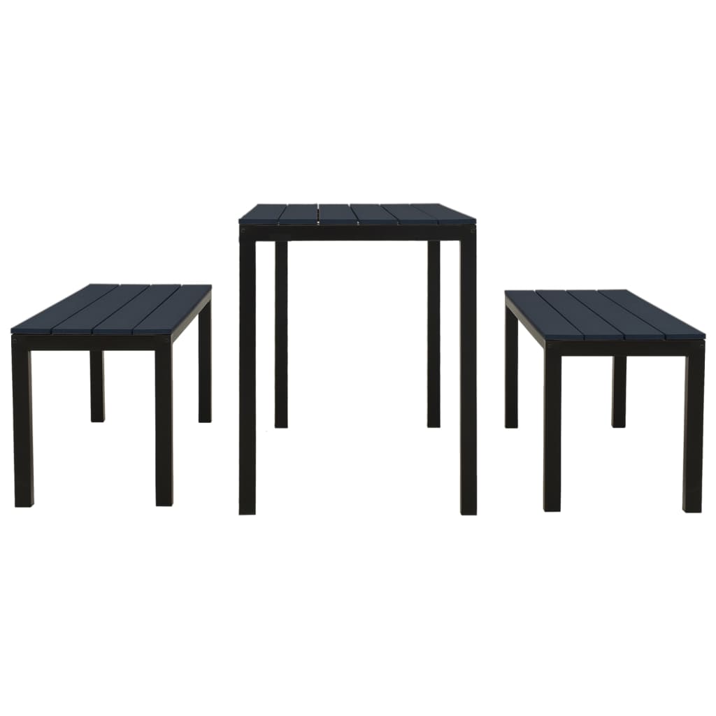 Garden Dining Set | Black | Steel, Wood Plastic Composites | Medium