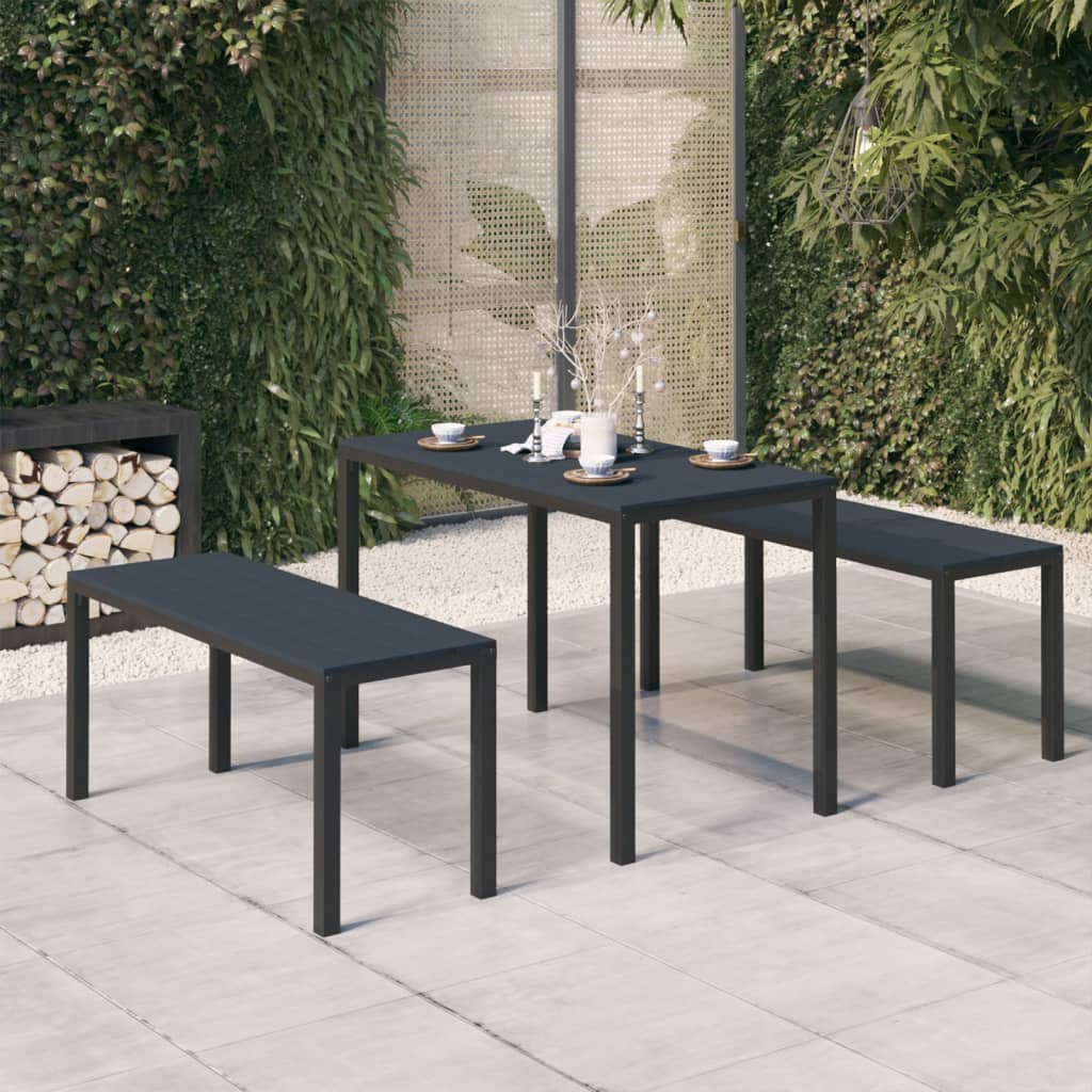 Garden Dining Set | Black | Steel, Wood Plastic Composites | Medium