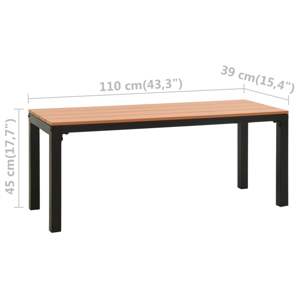 Garden Bench | Brown and Black | Steel | Medium |  Durable