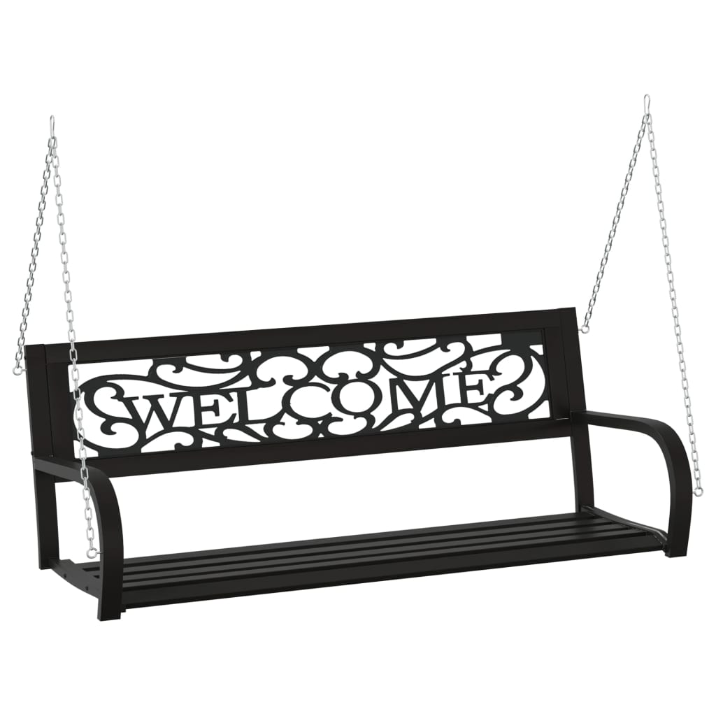Garden Swing Bench | Black | Steel, Plastic | Medium | Hanging mount