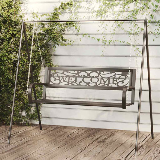 317143 vidaXL Garden Swing Bench 125 cm Steel and Plastic Black