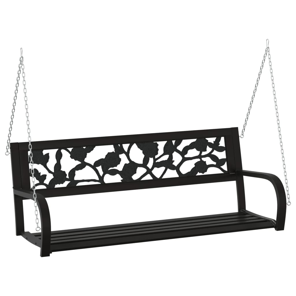 Garden Swing Bench | Black | Steel and Plastic | Medium