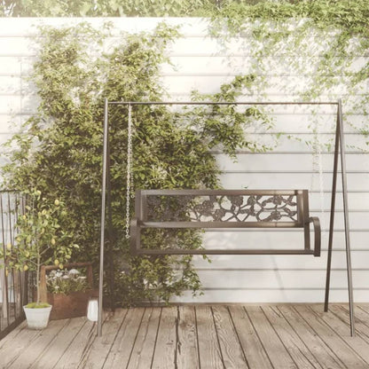 Garden Swing Bench | Black | Steel and Plastic | Medium