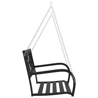 Garden Swing Bench | Black | Steel and Plastic | Medium