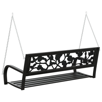 Garden Swing Bench | Black | Steel and Plastic | Medium