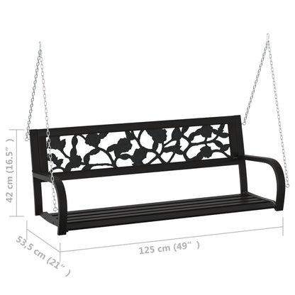 Garden Swing Bench | Black | Steel and Plastic | Medium