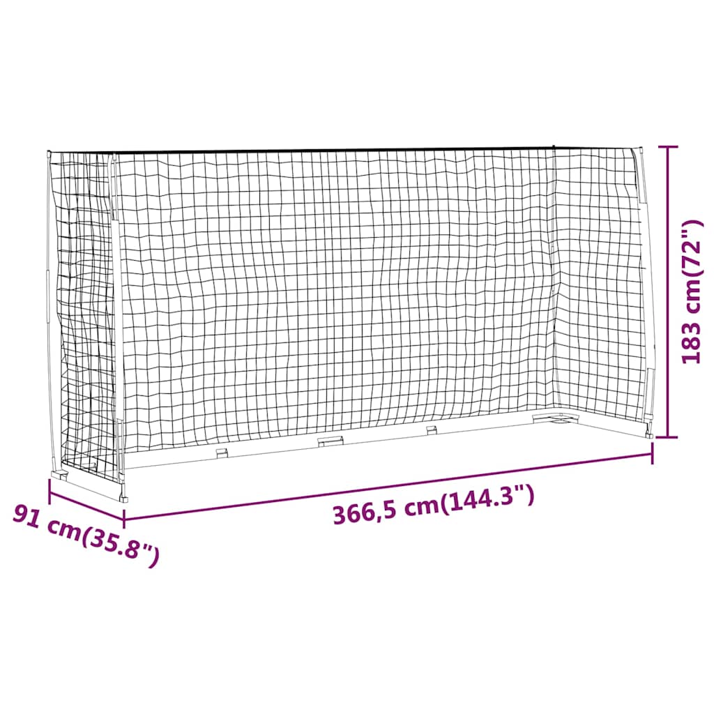 93375 vidaXL Soccer Goal 366,5x91x183 cm Steel