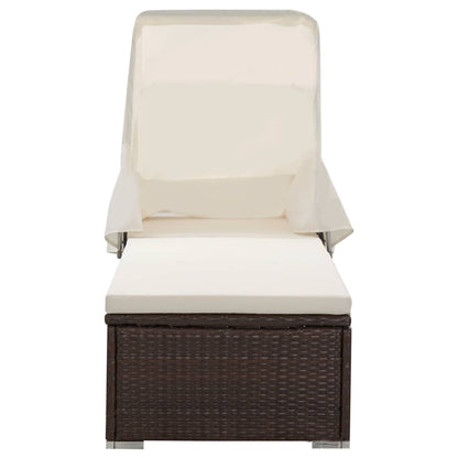 Sun Lounger | Brown | PE rattan | 195 x 65 x 110 cm | Removable Covers