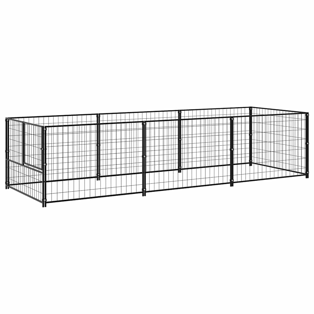 Dog Kennel Black 3 m² Steel