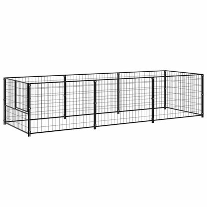 Dog Kennel Black 3 m² Steel