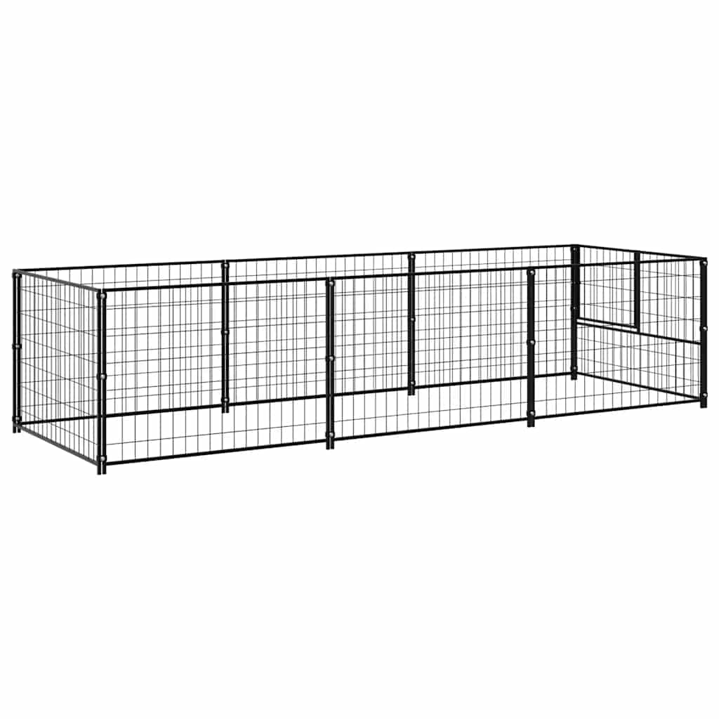 Dog Kennel Black 3 m² Steel