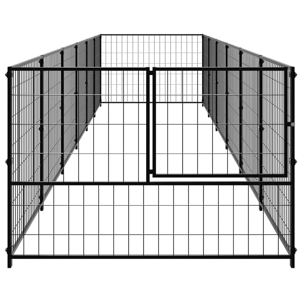 Dog Kennel Black 6 m² Steel