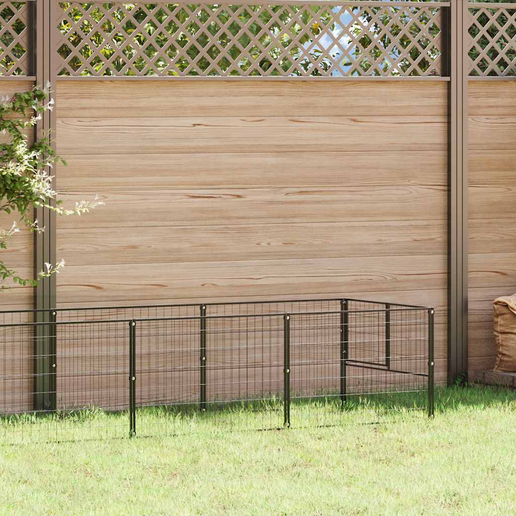Dog Kennel Black 6 m² Steel