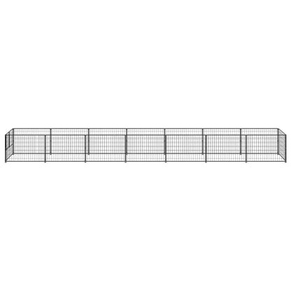 Dog Kennel Black 7 m² Steel
