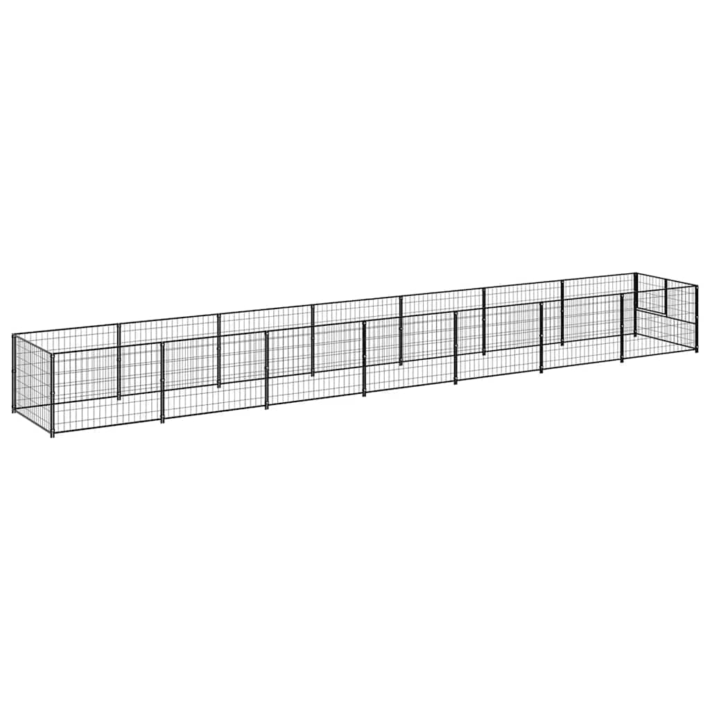 Dog Kennel Black 7 m² Steel