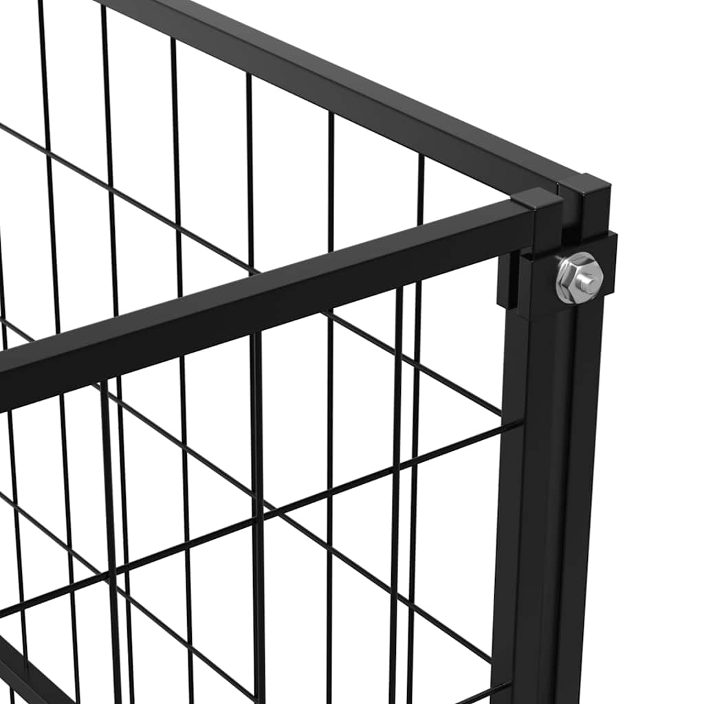 Dog Kennel Black 7 m² Steel