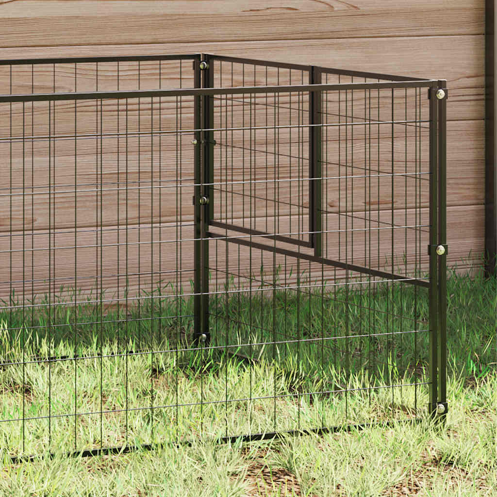 Dog Kennel Black 10 m² Steel