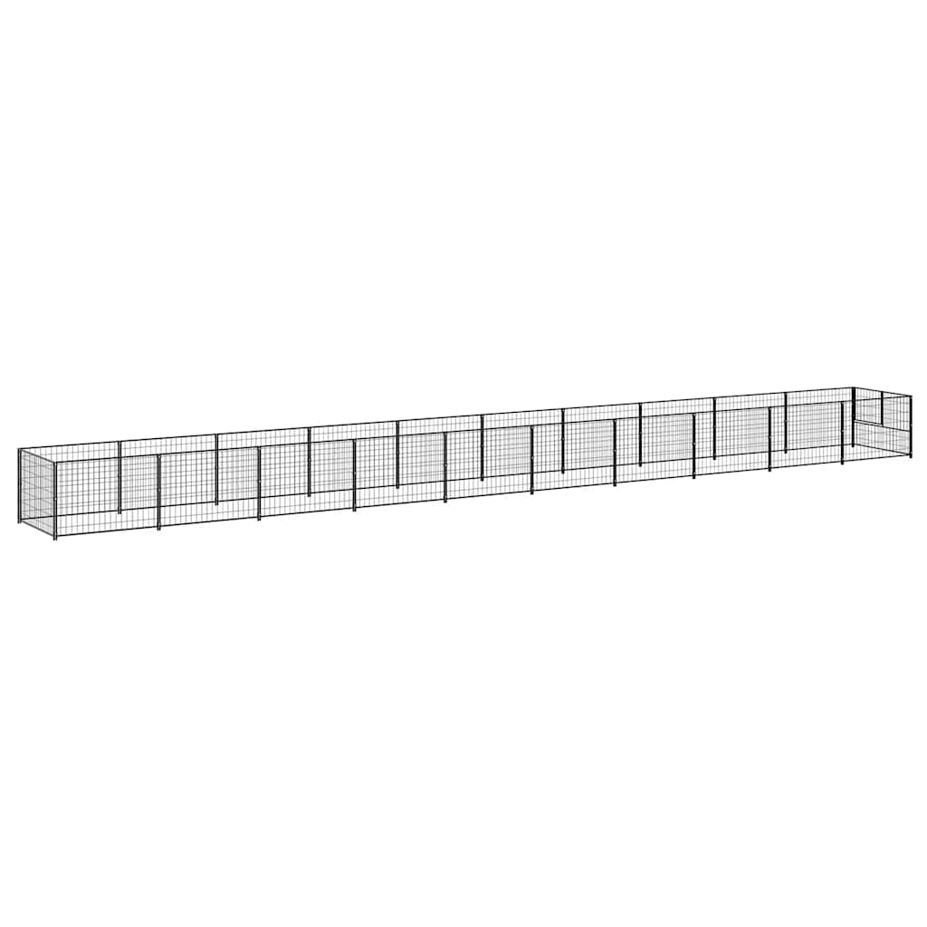 Dog Kennel Black 10 m² Steel