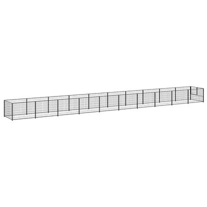 Dog Kennel Black 10 m² Steel