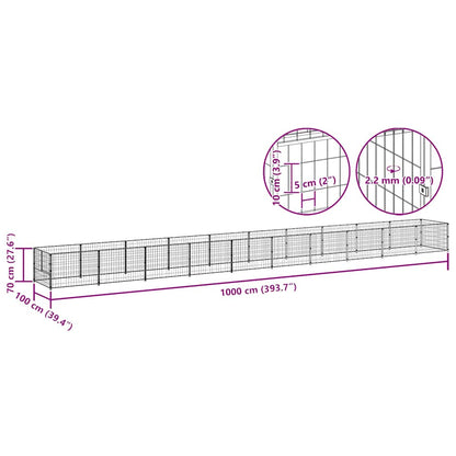Dog Kennel Black 10 m² Steel