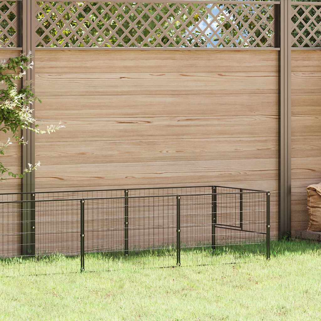 Dog Kennel Black 10 m² Steel