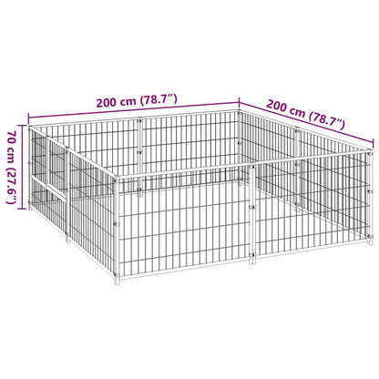 Dog Kennel Black 4 m² Steel