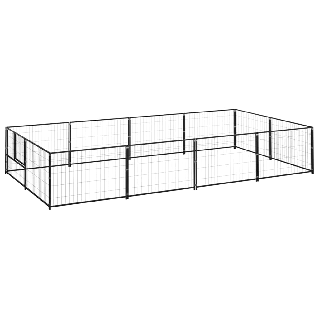 Dog Kennel Black 8 m² Steel