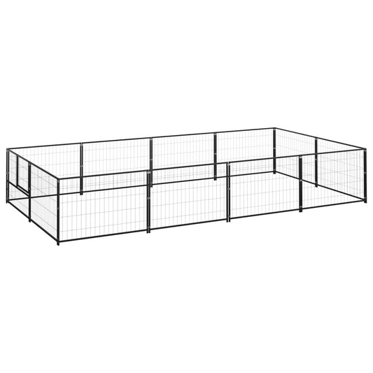 Dog Kennel Black 8 m² Steel