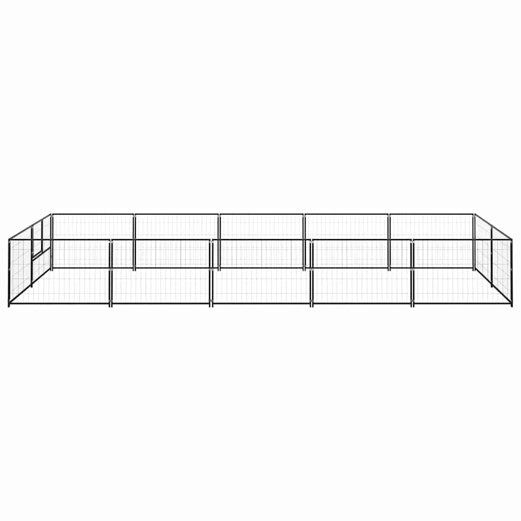 Dog Kennel Black 10 m² Steel