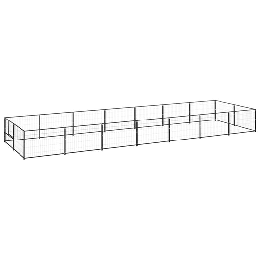 Dog Kennel Black 14 m² Steel