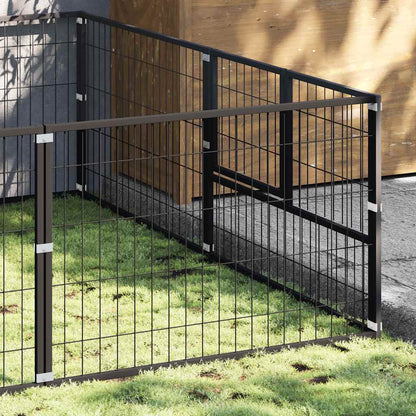 Dog Kennel Black 16 m² Steel