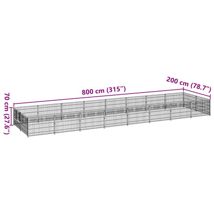 Dog Kennel Black 16 m² Steel